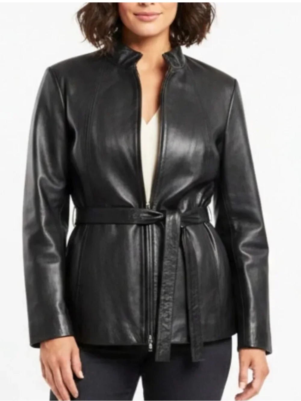 Worthington Vintage Y2K Belted Leather Jacket Size XL
